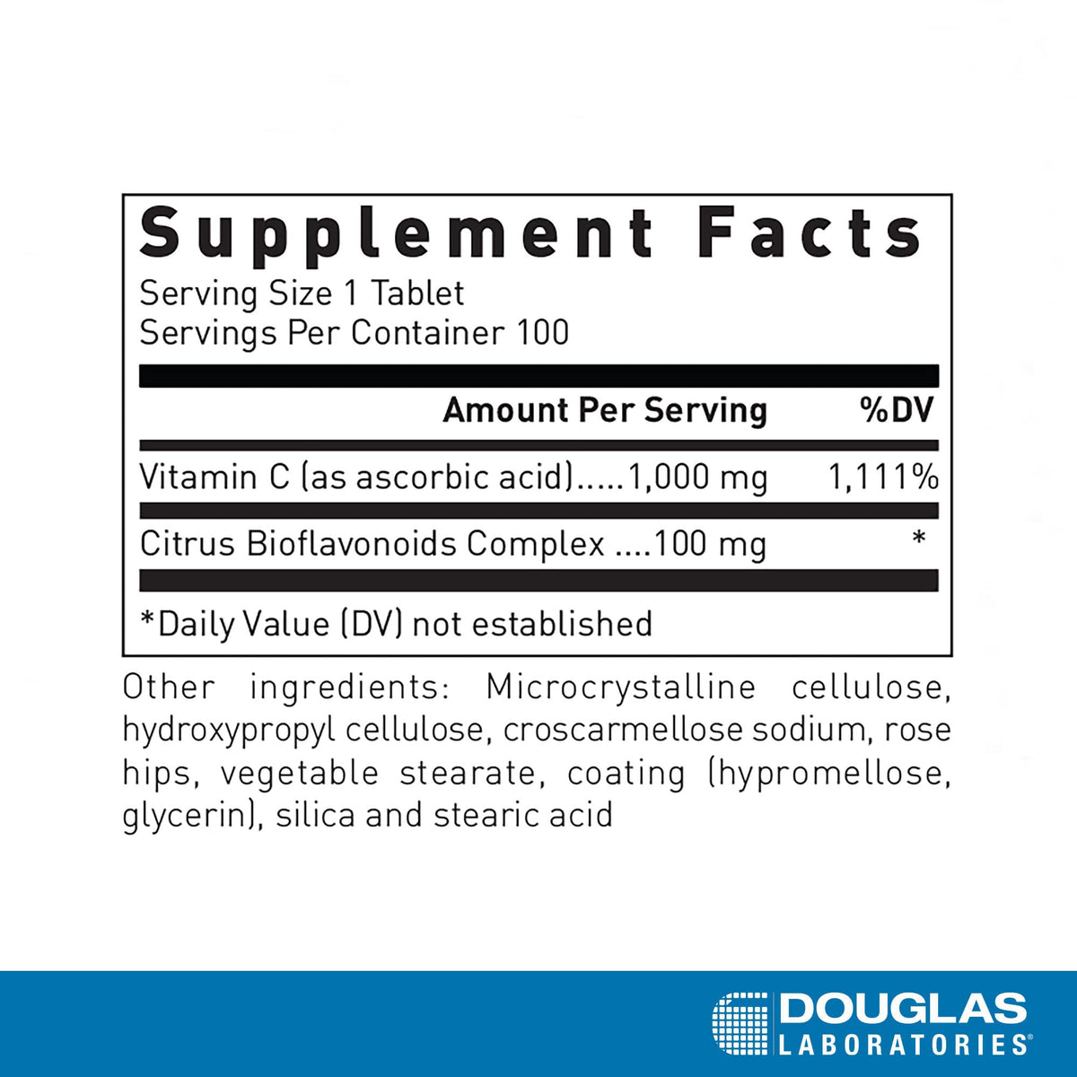 Douglas Laboratories Vitamine C 1000 mg côté gauche