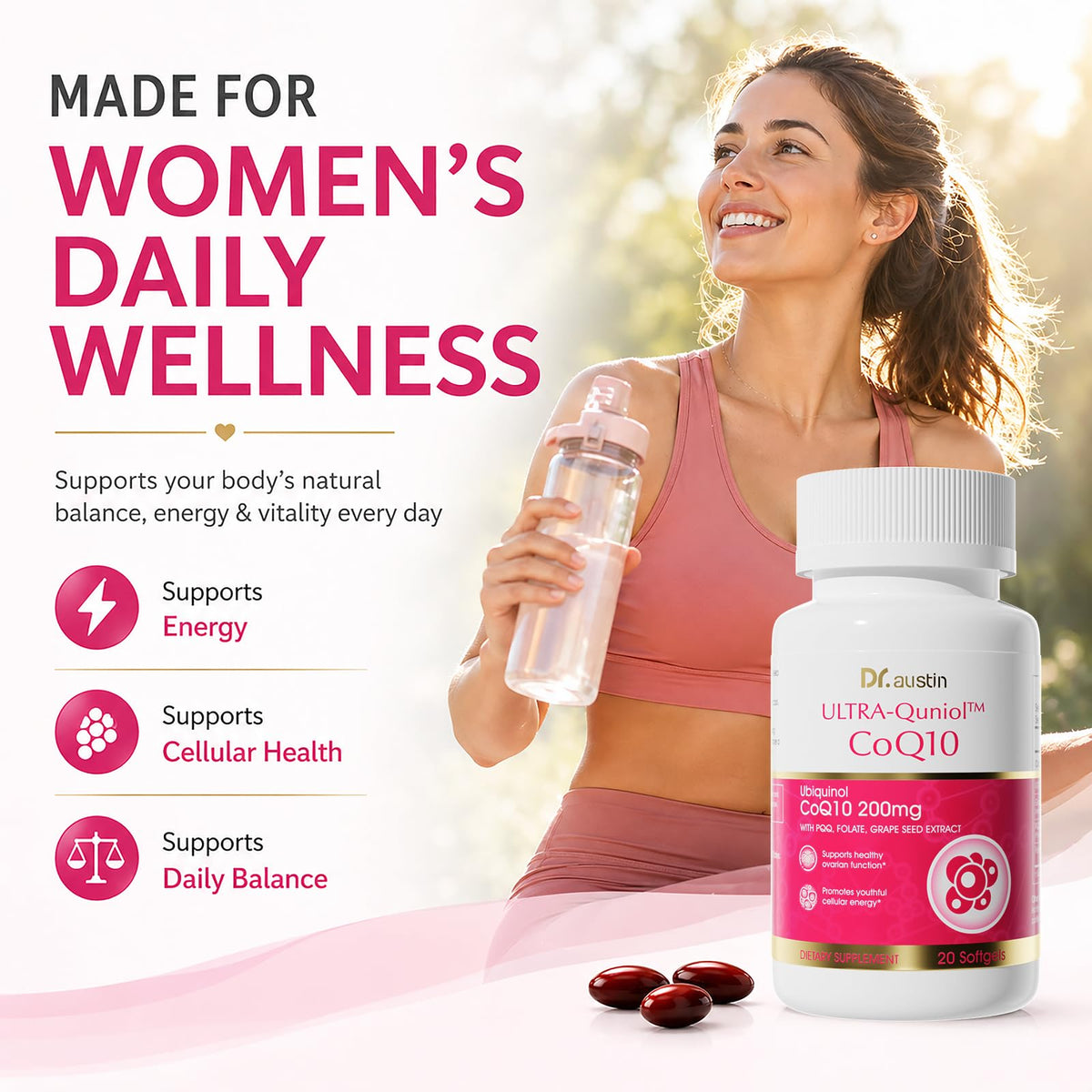 DR.AUSTIN CoQ10 Ubiquinol 200mg gélules avec extrait de pépin de raisin