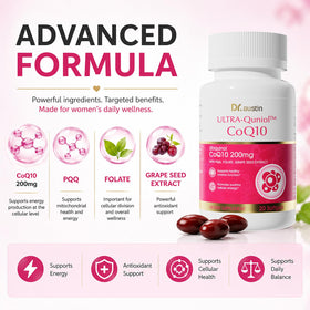 DR.AUSTIN CoQ10 Ubiquinol 200mg gélules ouvertes montrant le contenu