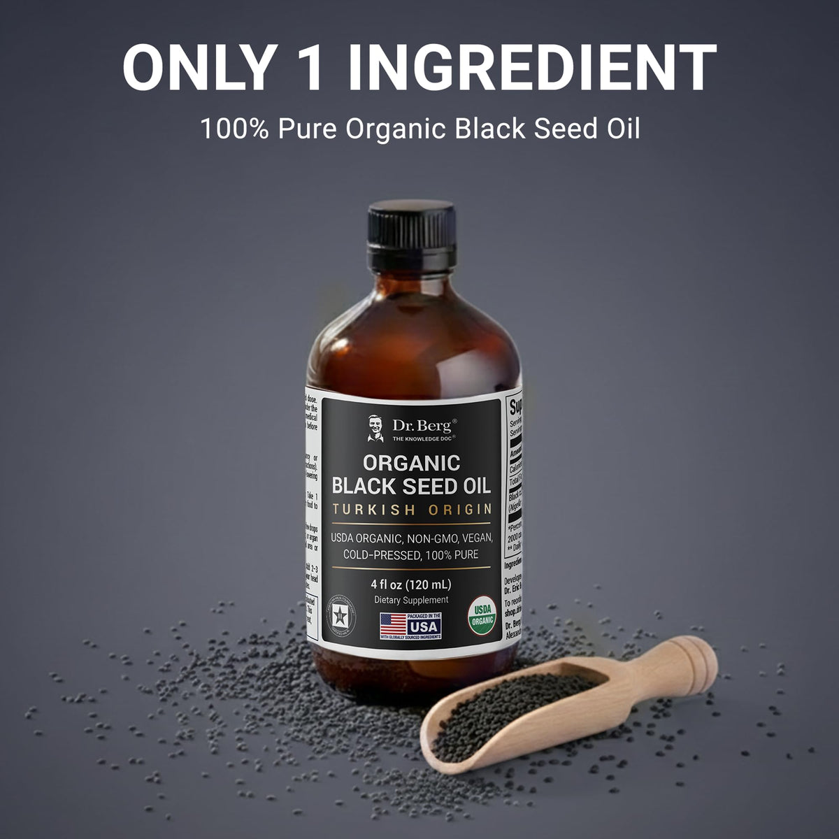 Dr. Berg Huile de Graines Noires 120 ml vue de côté