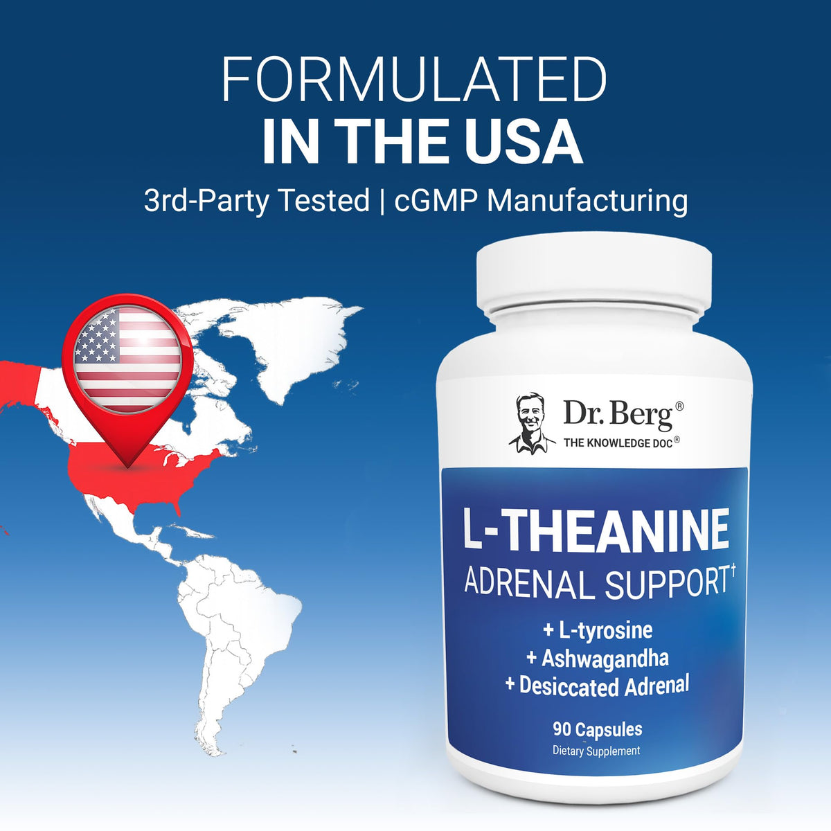 Dr. Berg L-Theanine 600 mg sur un fond blanc