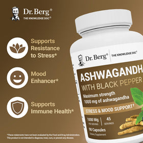 Dr. Berg Nutritionals capsules d'Ashwagandha 1000mg vue arrière