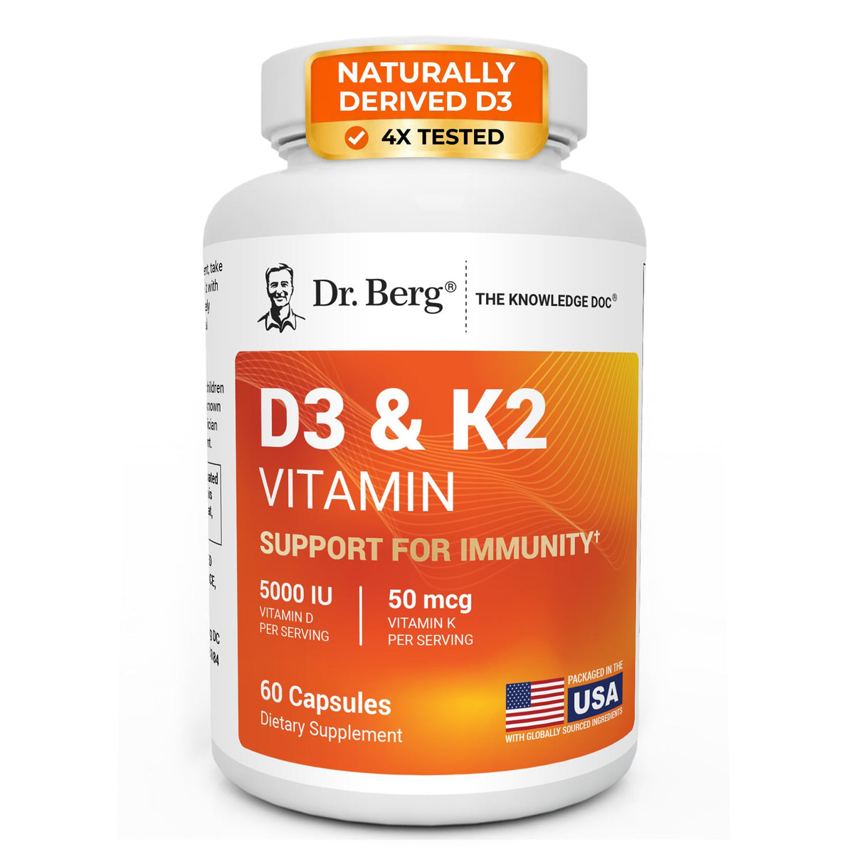 Dr. Berg Nutritionals Complément Alimentaire D3 K2 5000 IU, emballage avant