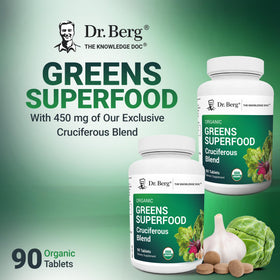 Dr. Berg Nutritionals Compléments Alimentaires Végétaux 90 Tablettes à côté de légumes frais