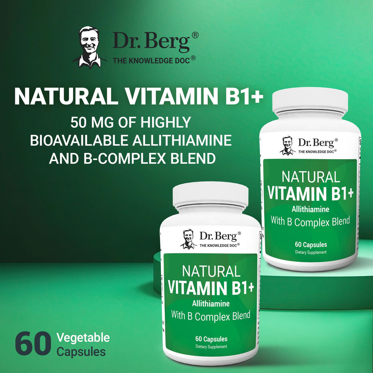 Dr. Berg Nutritionals Complexe de Vitamines B1 avec étiquette détaillée
