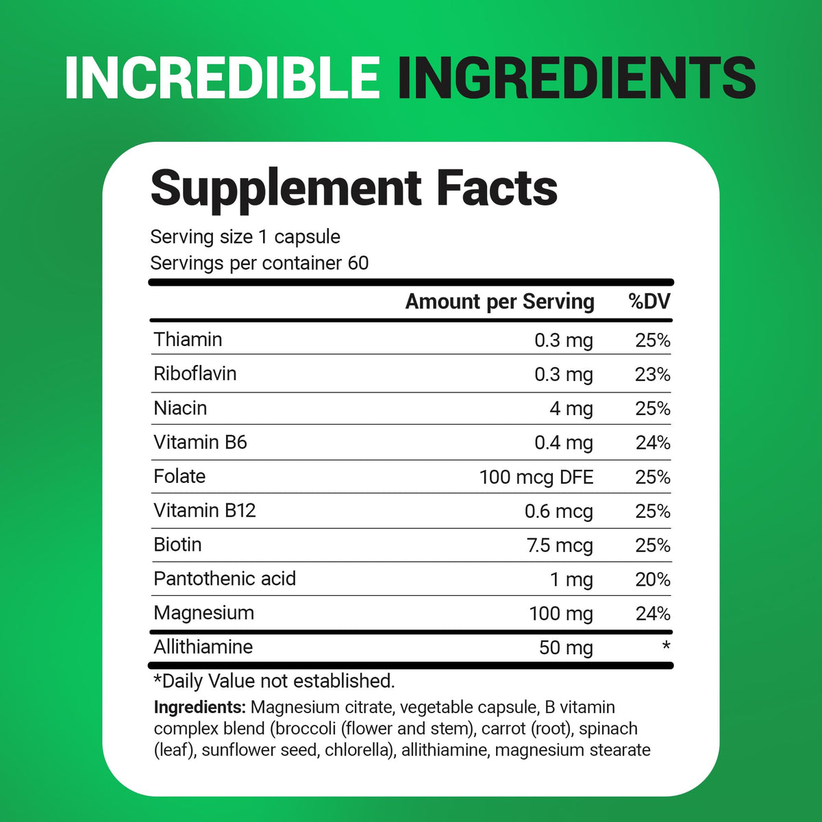 Dr. Berg Nutritionals Complexe de Vitamines B1 sur fond de bois