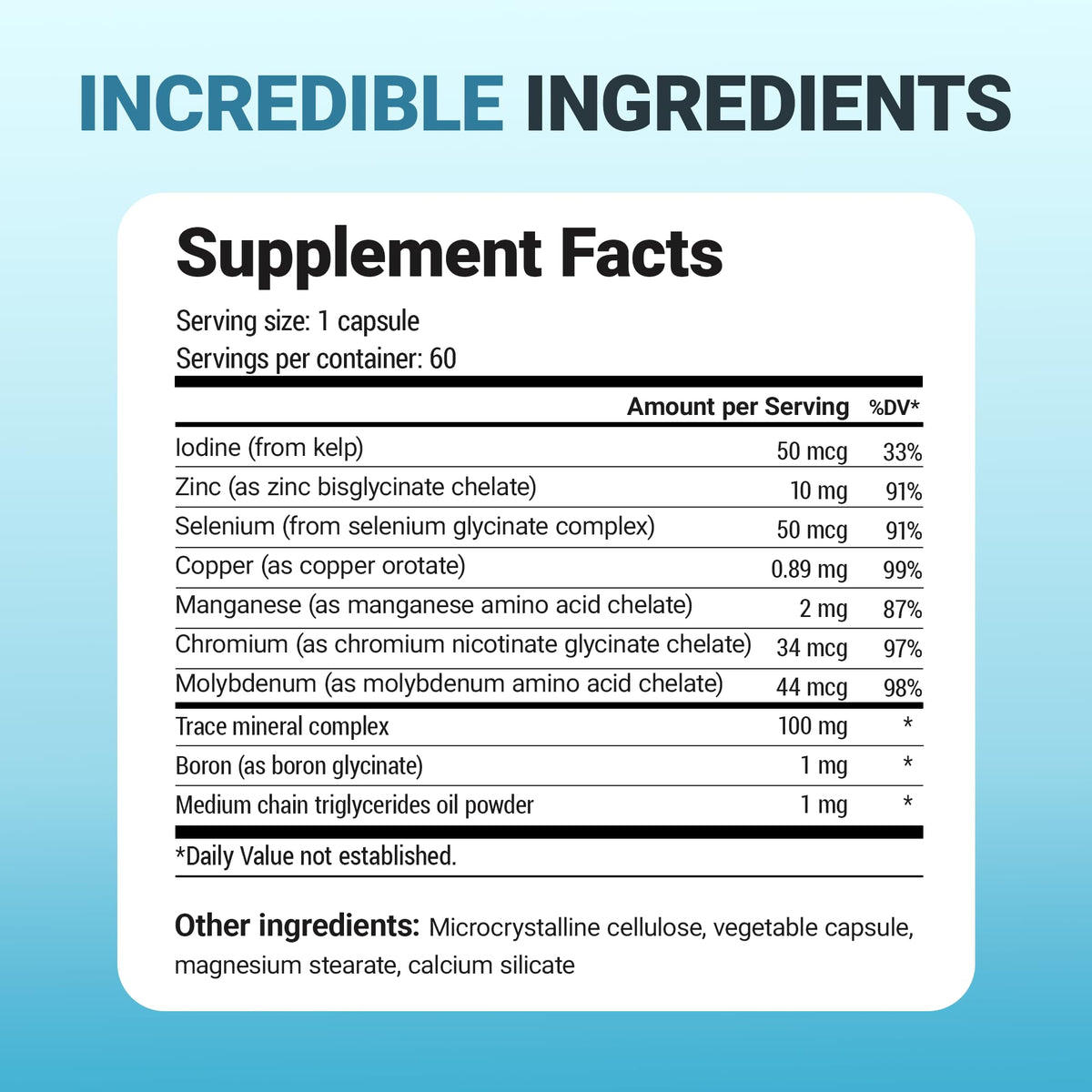 Dr. Berg Nutritionals complexe minéral 100 mg capsules avec verre d'eau