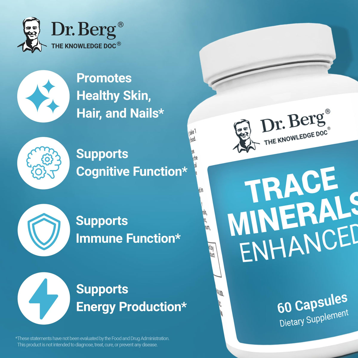 Dr. Berg Nutritionals complexe minéral 100 mg vue de côté du flacon