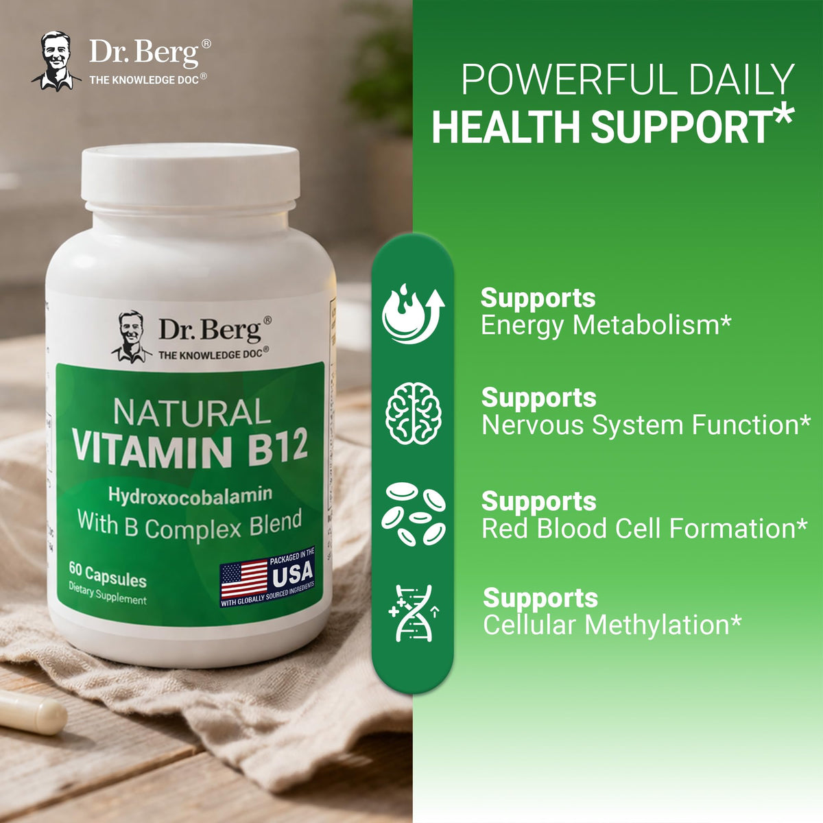 Dr. Berg Nutritionals Vitamine B12 1000 mcg avec capsules