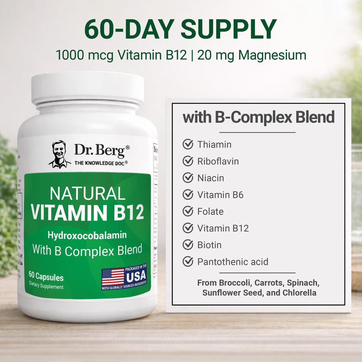 Dr. Berg Nutritionals Vitamine B12 1000 mcg sur fond neutre