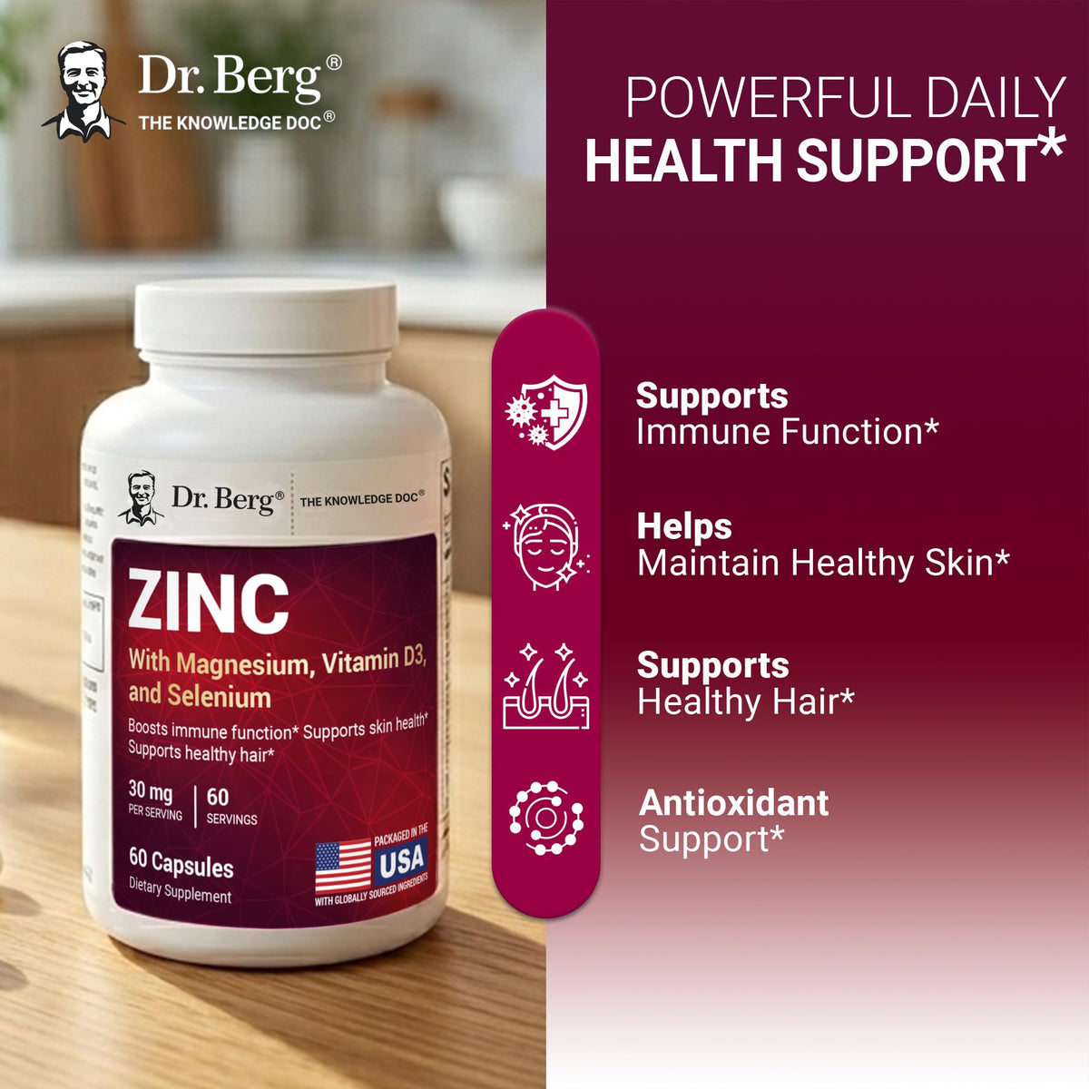Dr. Berg Zinc 30 mg 60 capsules avec d'autres compléments