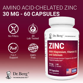 Dr. Berg Zinc 30 mg 60 capsules avec étiquette