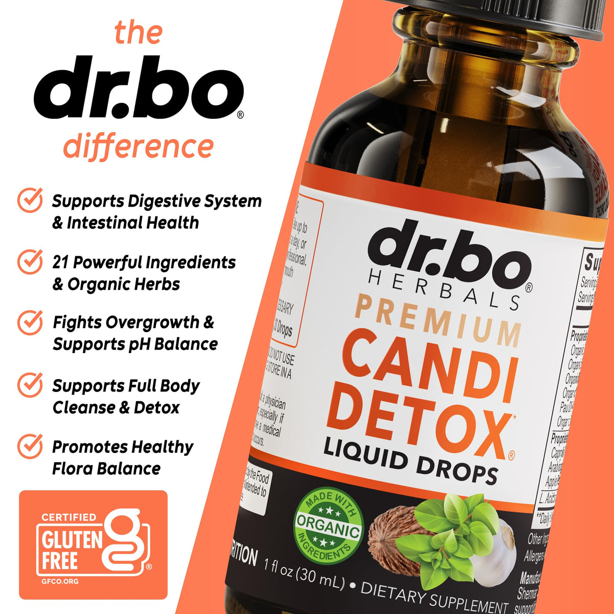 DR. BO Complément Alimentaire Oregano 91g - Ingrédients sur la table