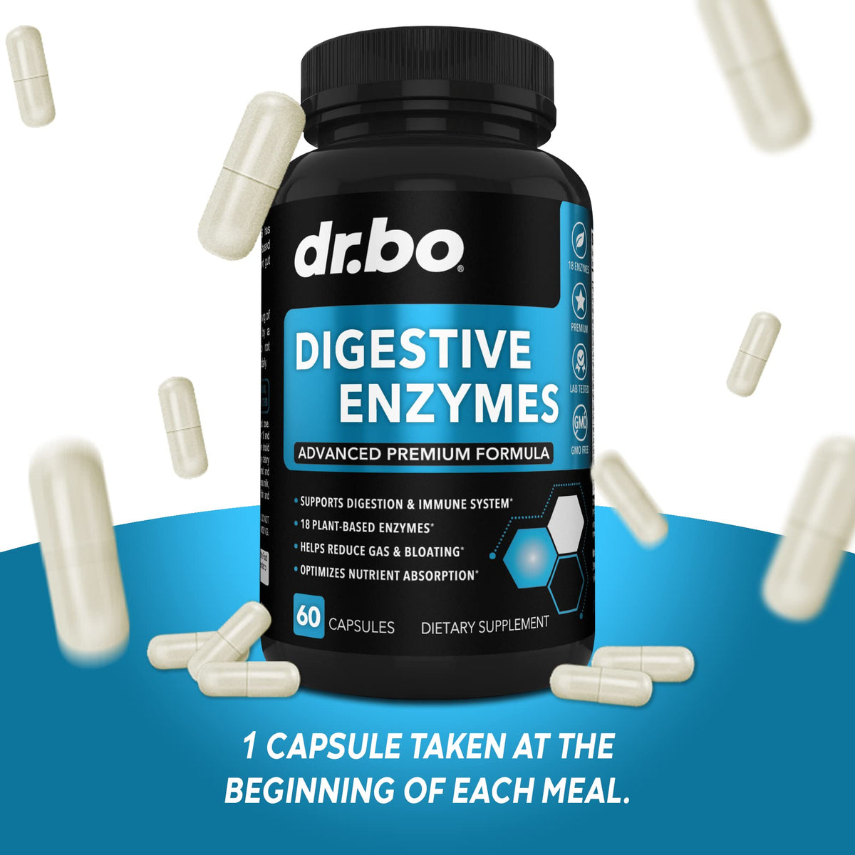 DR. BO Compléments Alimentaires Enzymes daily Végétales, étiquette descriptive