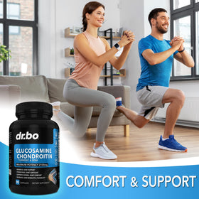DR. BO Glucosamine Chondroïtine MSM 2100mg gélules dans la main