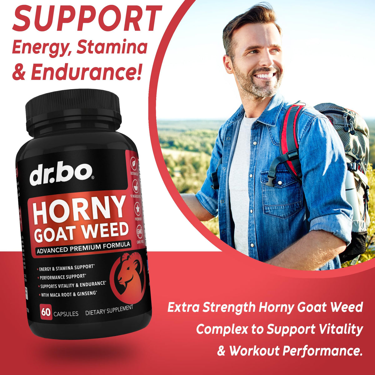 DR. BO Horny Goat Weed 60 capsules - vue de côté