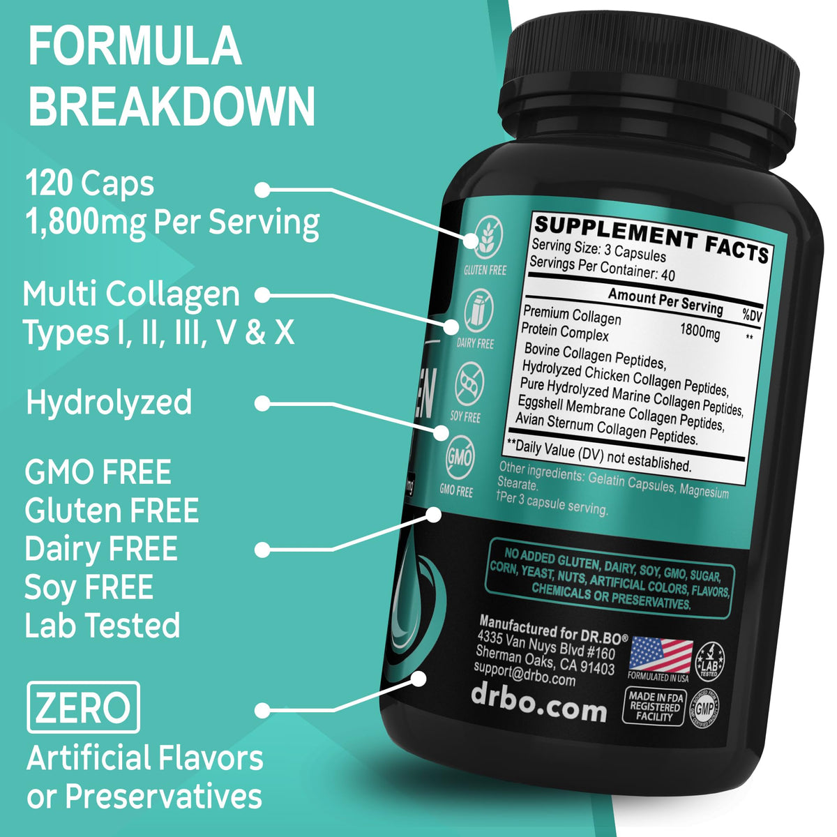 DR. BO Multi Collagen Peptides 120 Capsules - prise de gélules