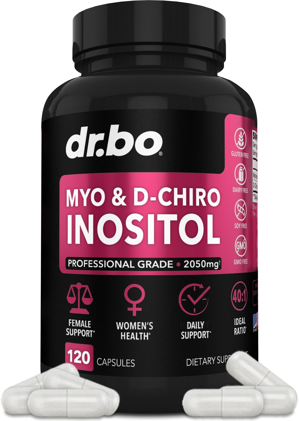 DR. BO Myo-Inositol & D-Chiro Inositol 120 capsules front view