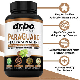 DR. BO ParaGuard Cleanse capsules sur fond blanc