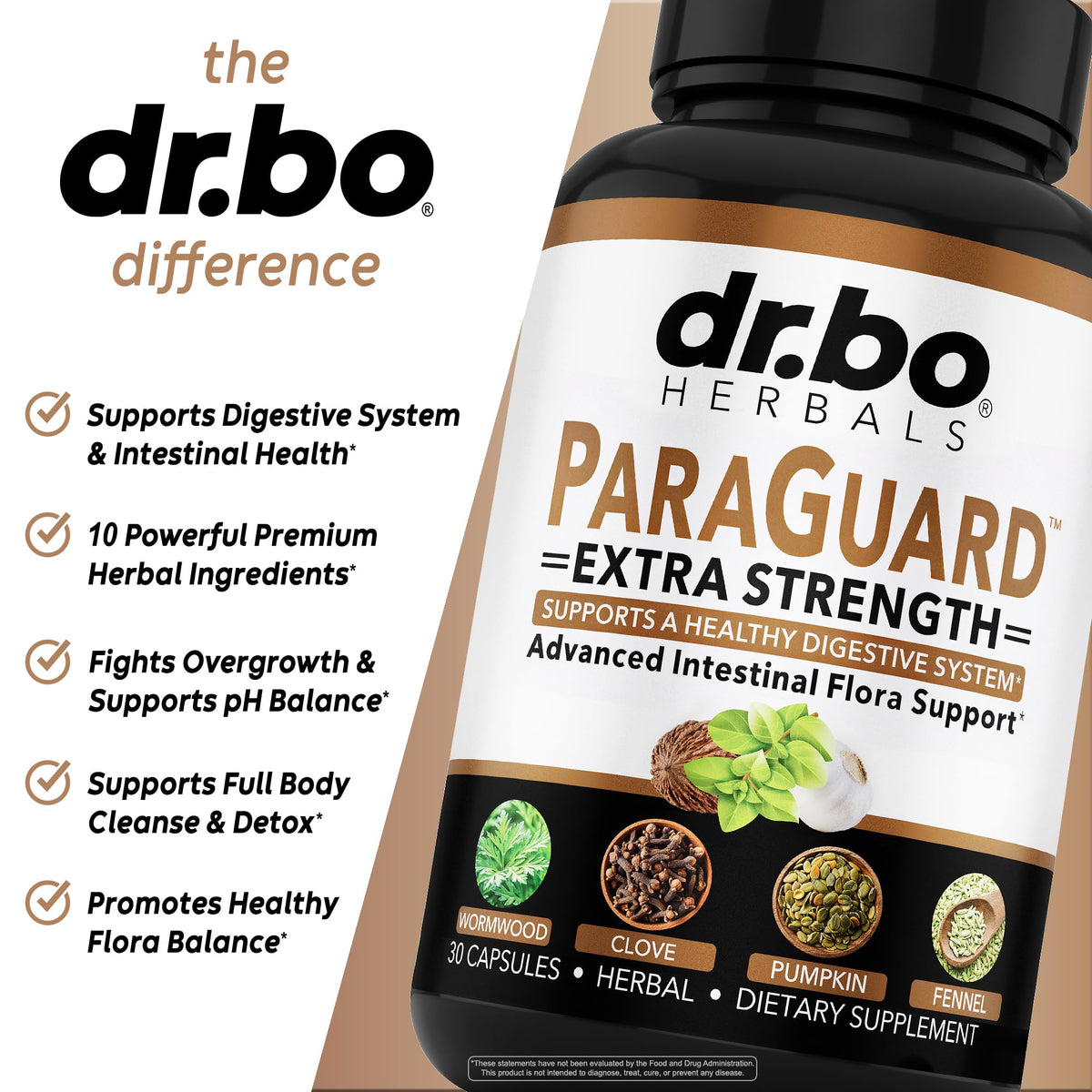 DR. BO ParaGuard Cleanse étiquette avec ingrédients