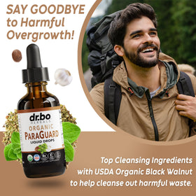 DR. BO ParaGuard Cleanse Liquide 60 ml en contexte sur une table