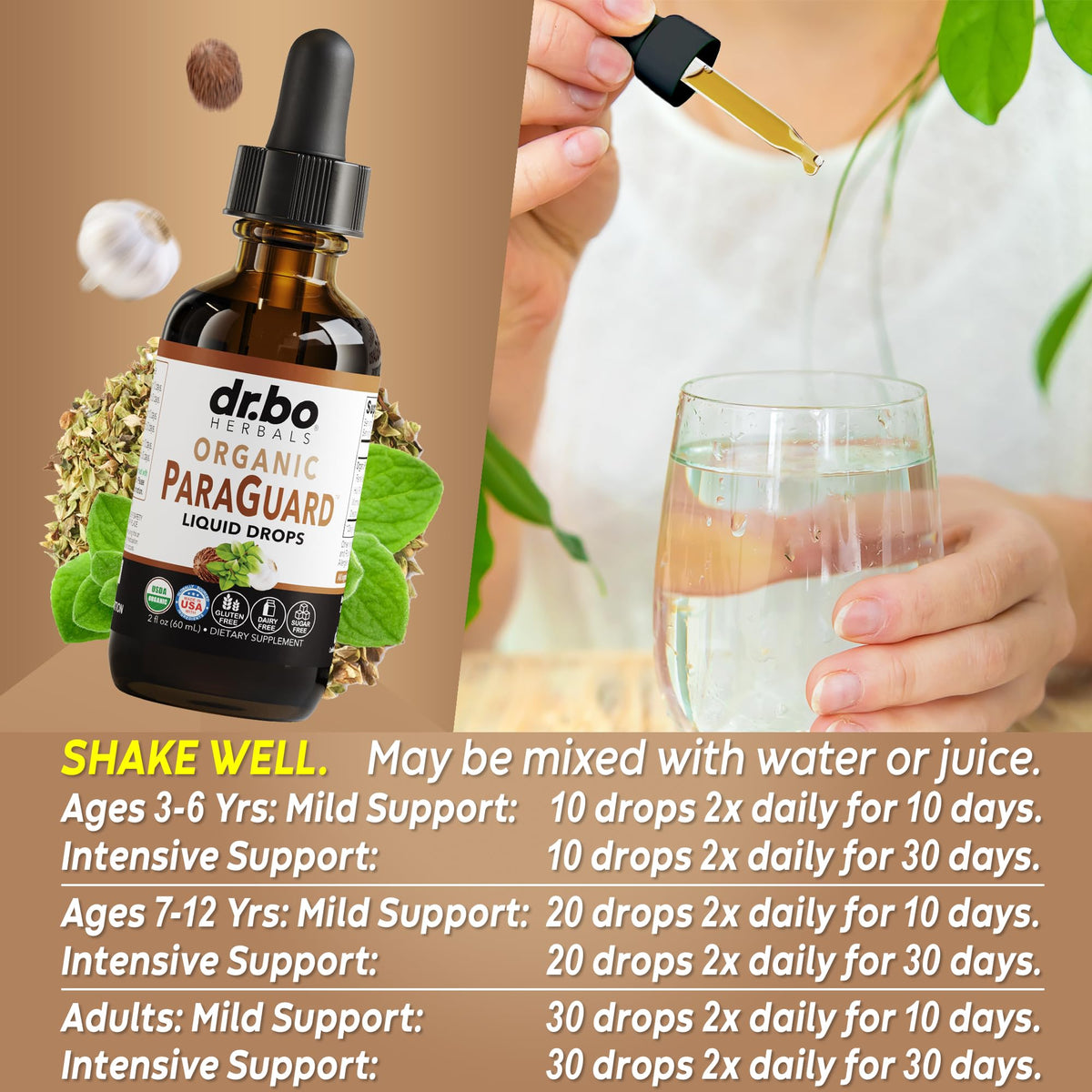 DR. BO ParaGuard Cleanse Liquide 60 ml en utilisation