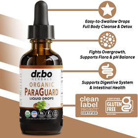 DR. BO ParaGuard Cleanse Liquide 60 ml vue arrière avec ingrédients