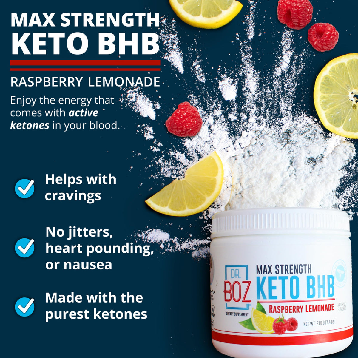Dr. Boz Poudre Keto BHB Framboise Citron 318g - dos