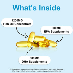 DR.BRIAN ROETTGER complément Omega 3 1200Mg, flacon avec étiquette claire