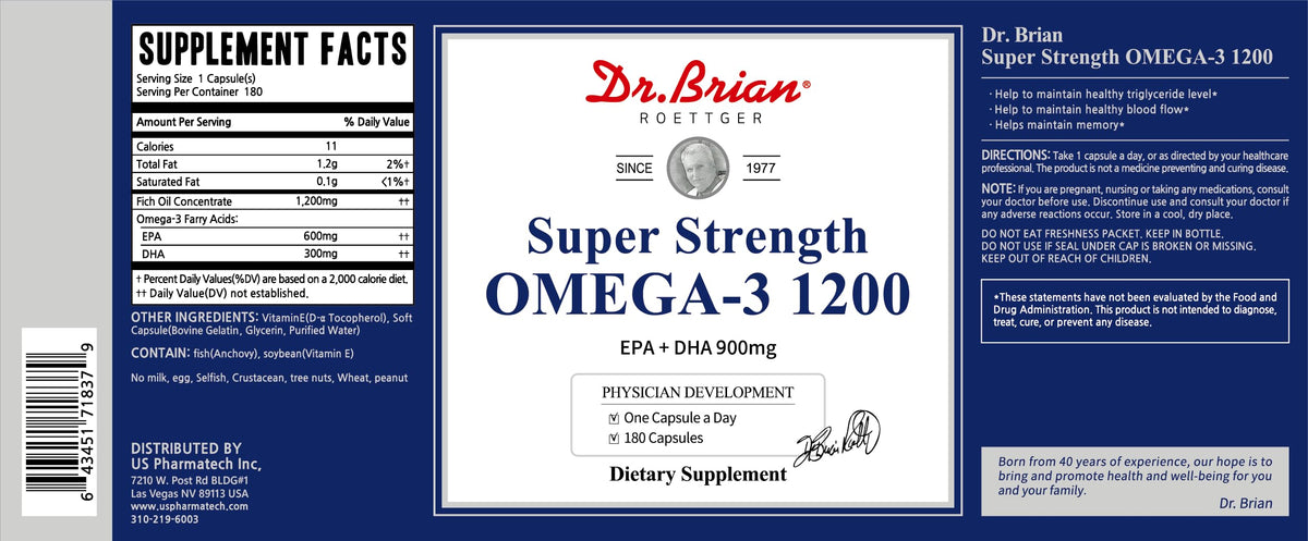 DR.BRIAN ROETTGER complément Omega 3, flacon sur un fond neutre