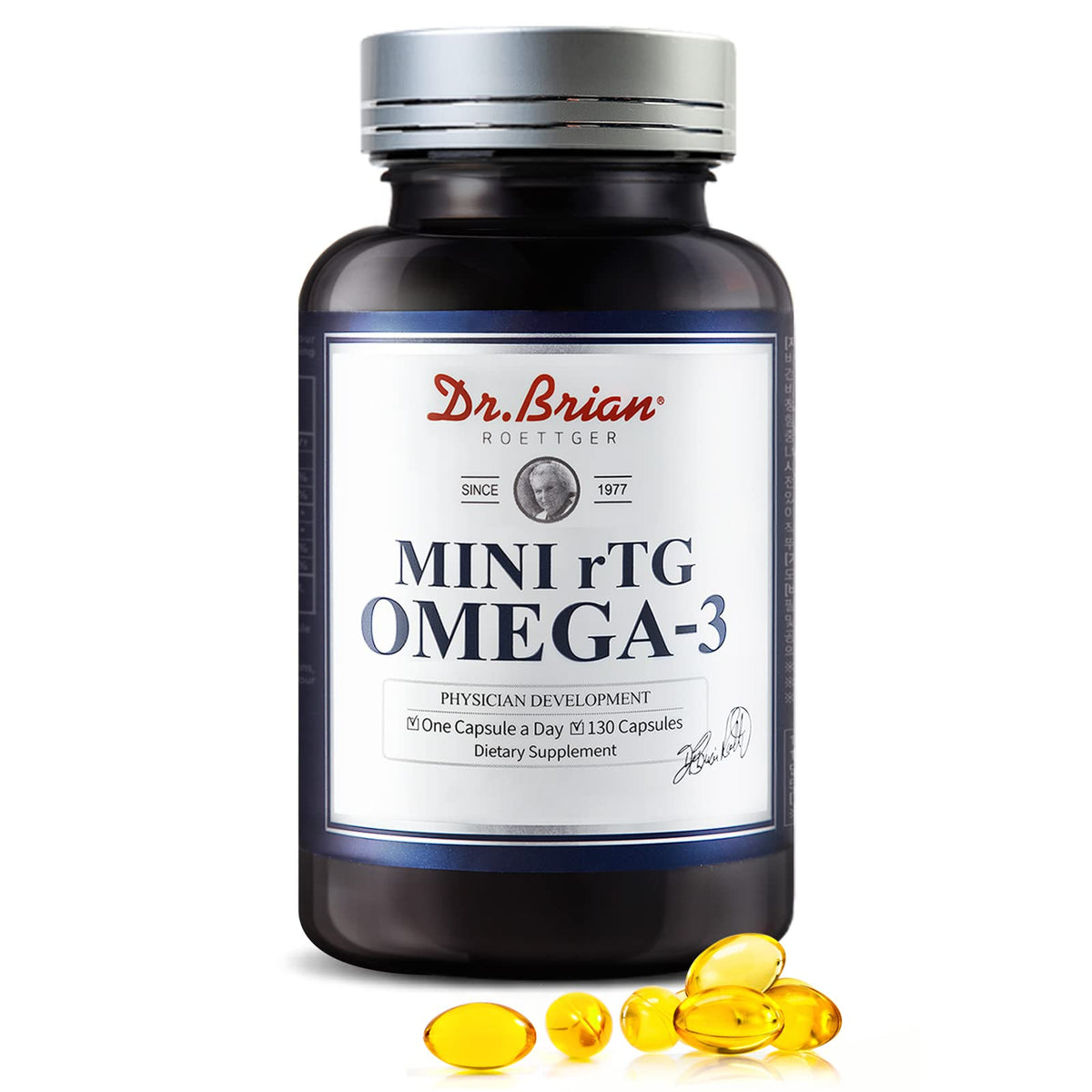 DR.BRIAN ROETTGER Huile de Poisson Omega 3 130 gélules, vue de l'emballage