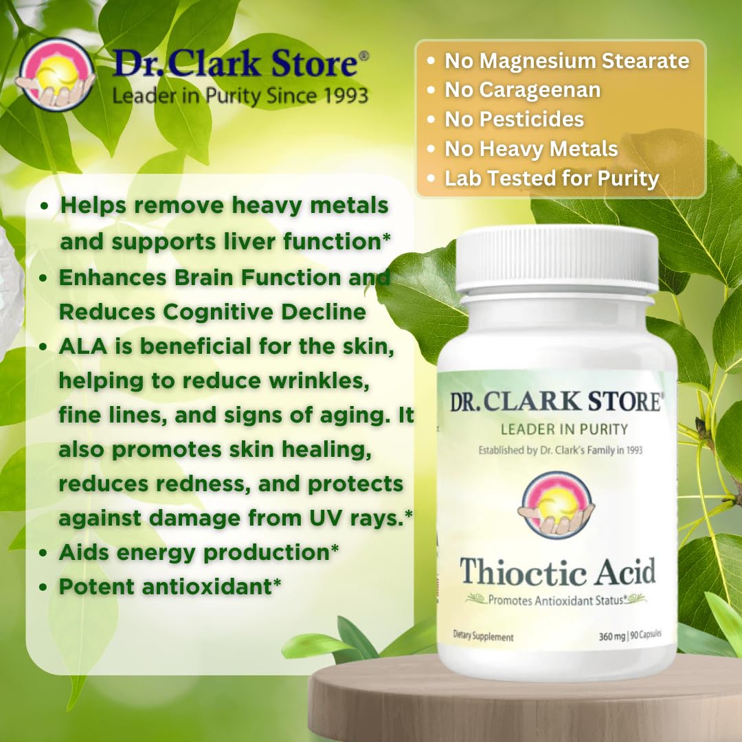 Dr Clark Acide Alpha Lipoïque 360 mg capsules ouvertes montrant le contenu