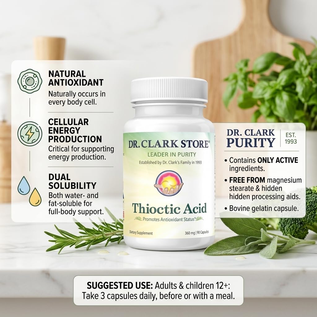 Dr Clark Acide Alpha Lipoïque 360 mg capsules sur fond blanc