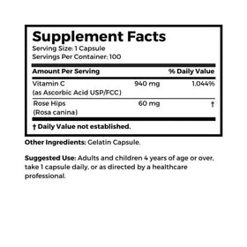 Dr Clark Complément Alimentaire Vitamine C 1000mg 100 Capsules vue arrière