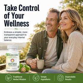 Dr Clark Store Mélange de Noix Noires Vertes 360mg capsules en gros plan