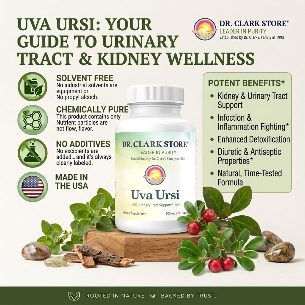 Dr Clark Store Uva Ursi 500 mg supplément avec verre d'eau