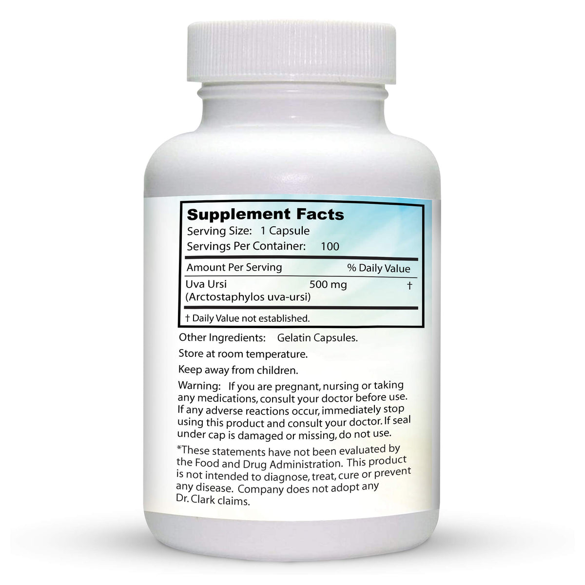 Dr Clark Store Uva Ursi 500 mg suppléments végétaux vue de côté
