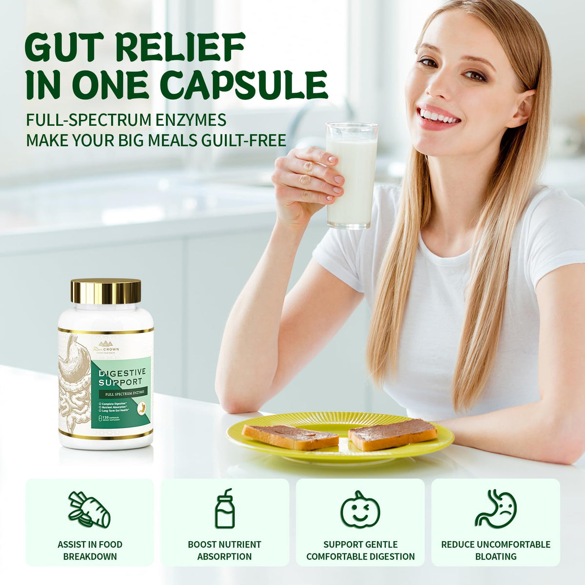 DR. CROWN Complément Alimentaire Multi-Enzymes dosage recommandé