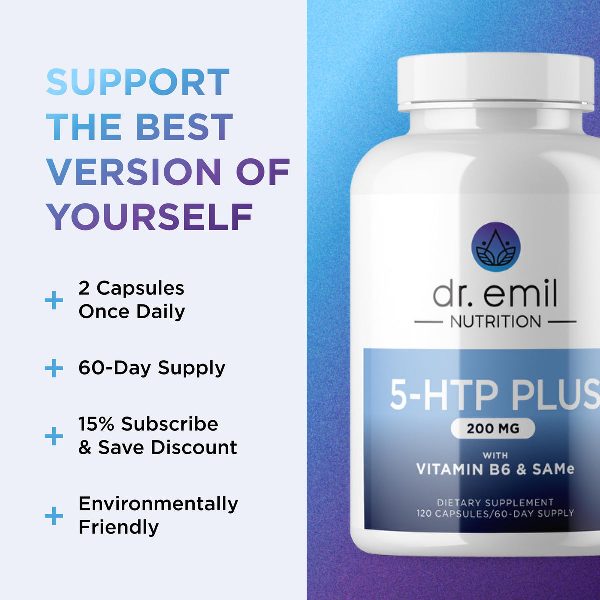 DR. EMIL NUTRITION 5-HTP Plus étiquette avec ingrédients