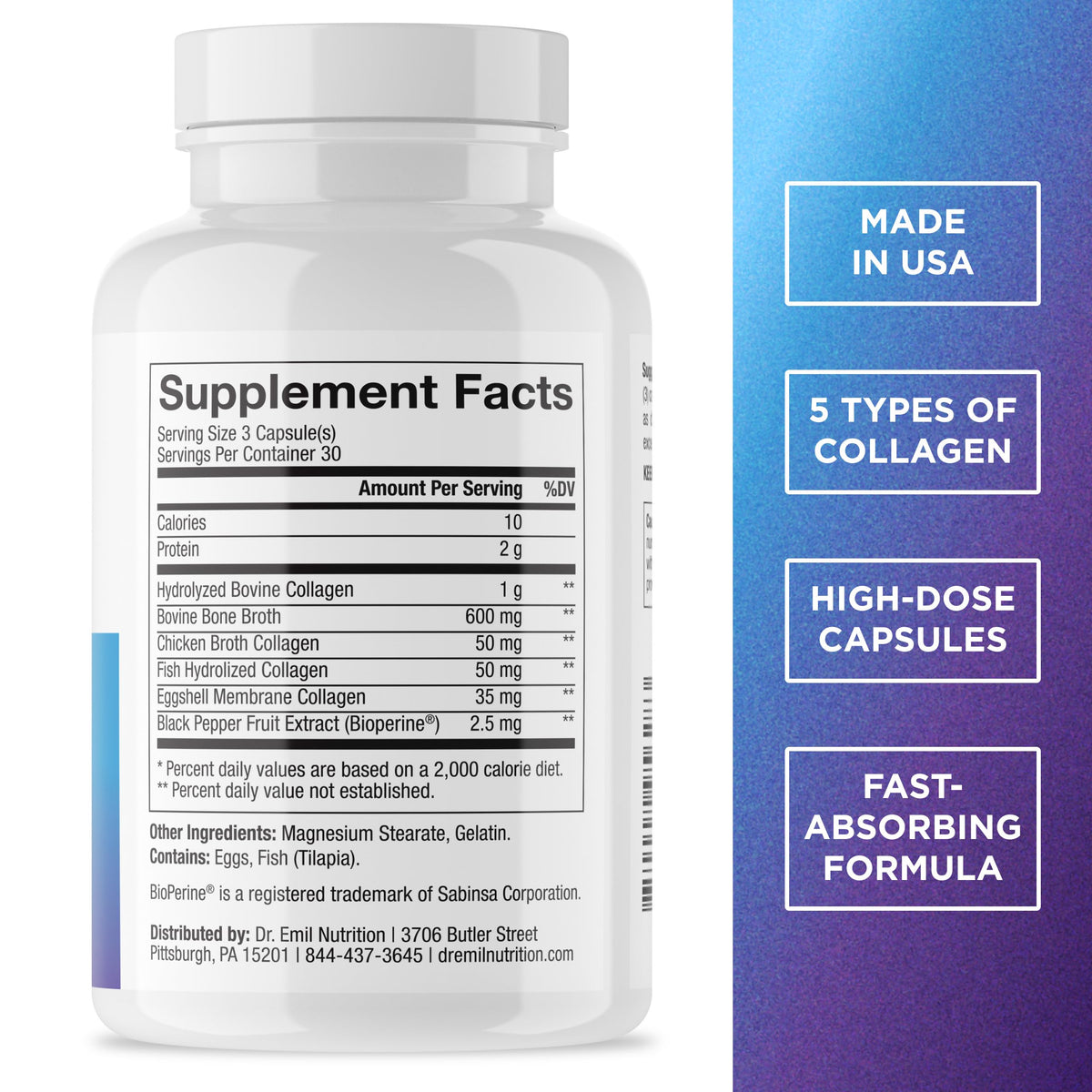 DR. EMIL NUTRITION Collagène Multi-Hydrolysé ingrédients sur l'étiquette
