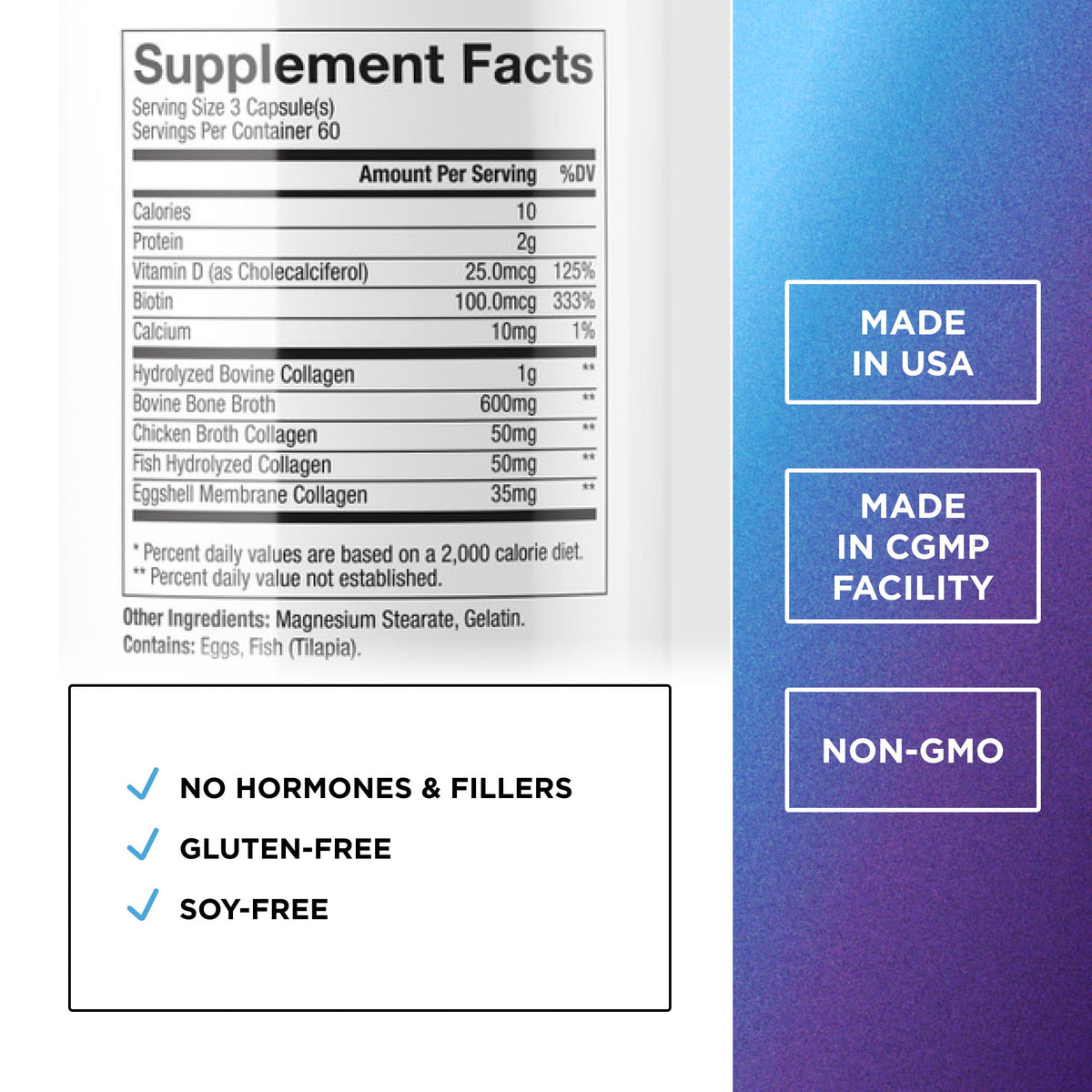 DR. EMIL NUTRITION Multi Collagène 180 capsules à côté d'un verre d'eau