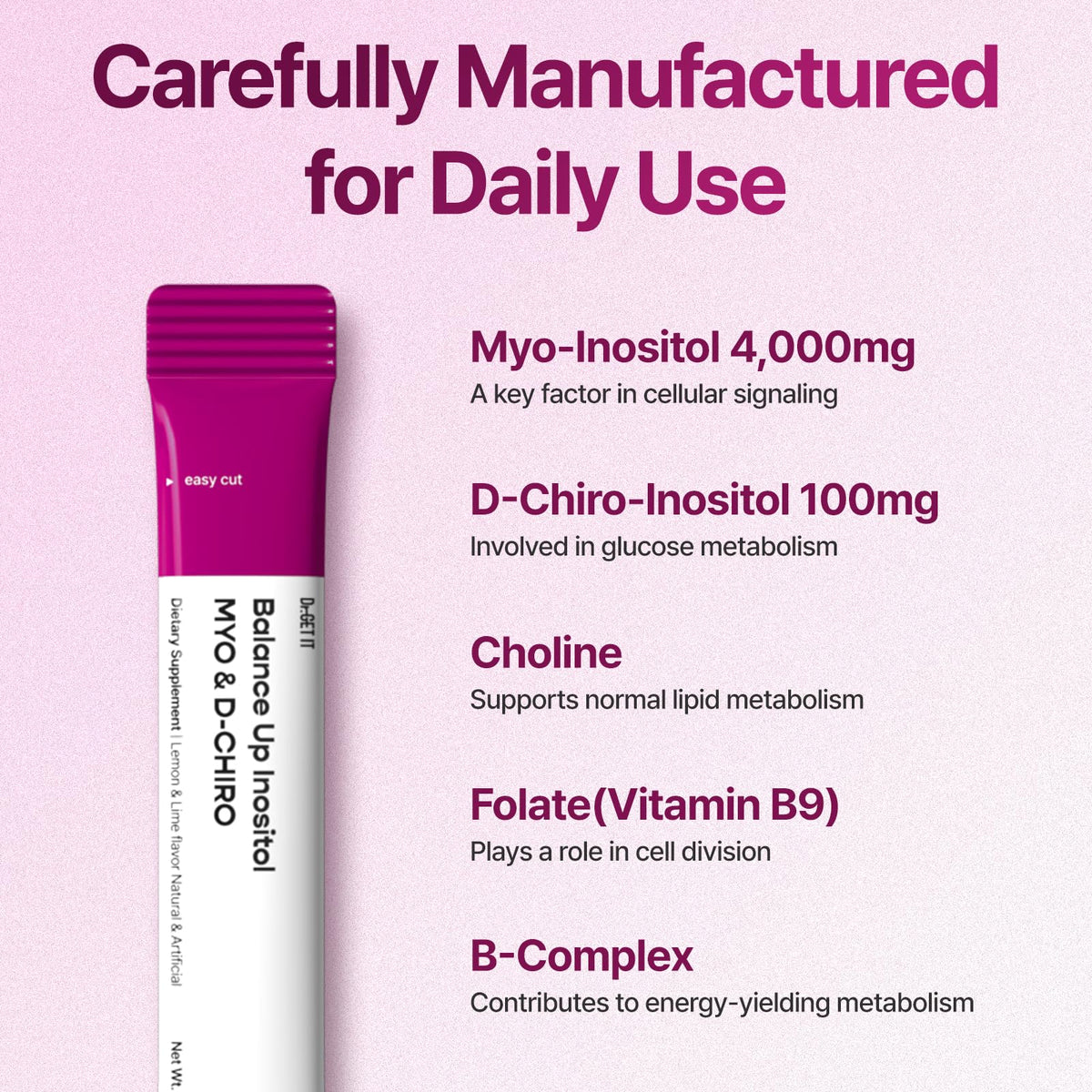 Dr.GET IT Balance Up Inositol 40:1 stick sur une table