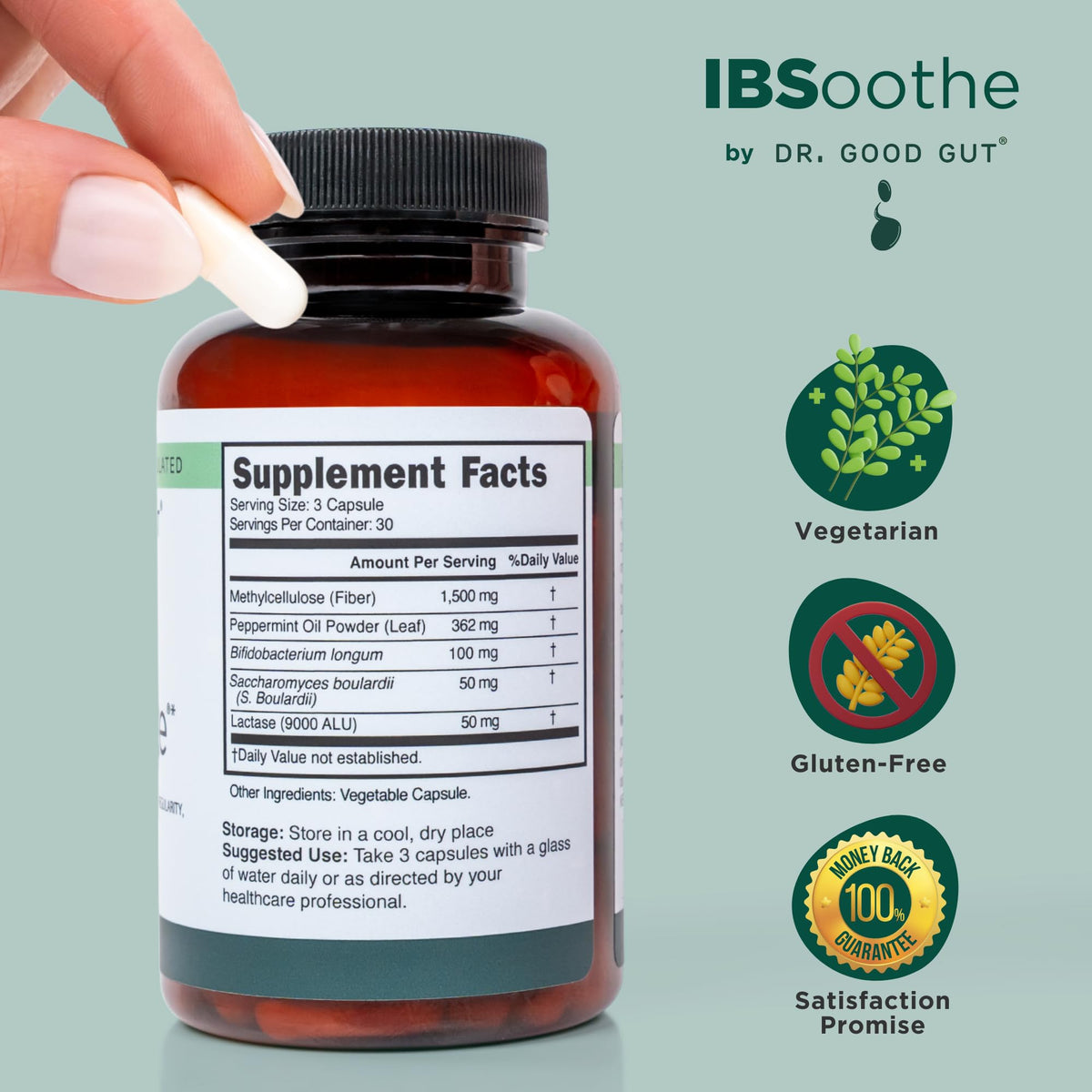 DR. GOODGUT IBSoothe complément alimentaire avec des ingrédients clés