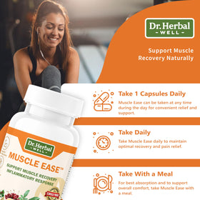 DR. HERBAL WELL Muscle Ease 60 capsules montrant les ingrédients
