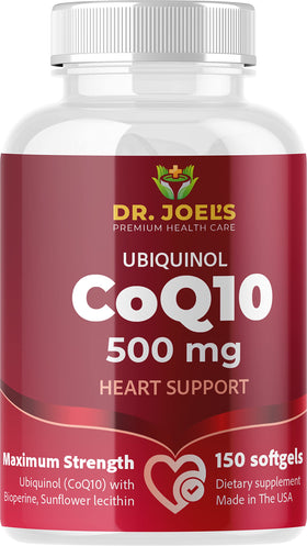 Dr. JOEL'S CoQ10 500 mg gélules softgels devant une boîte