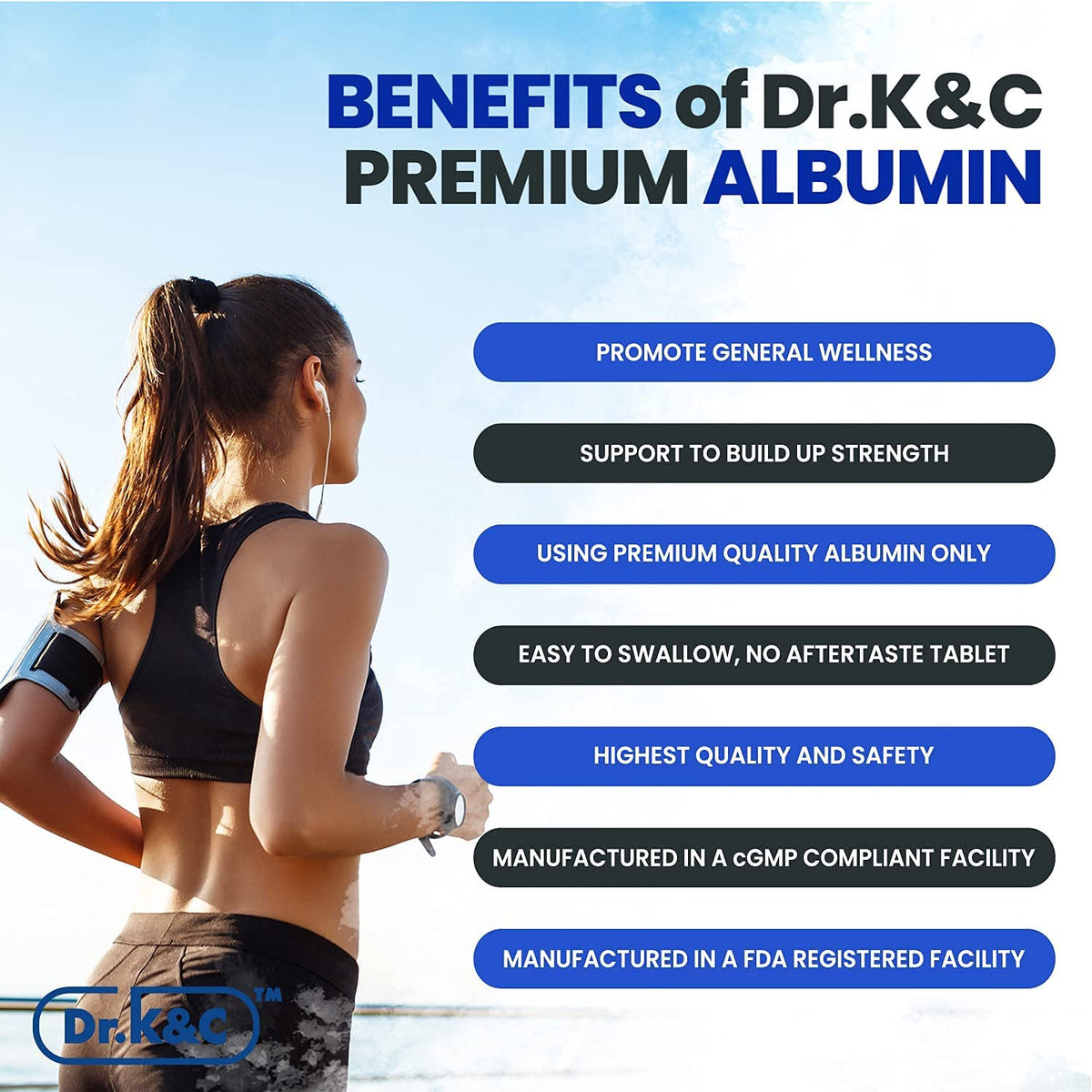 Dr.K&C Albumine 1000mg avec une cuillère pour dosage