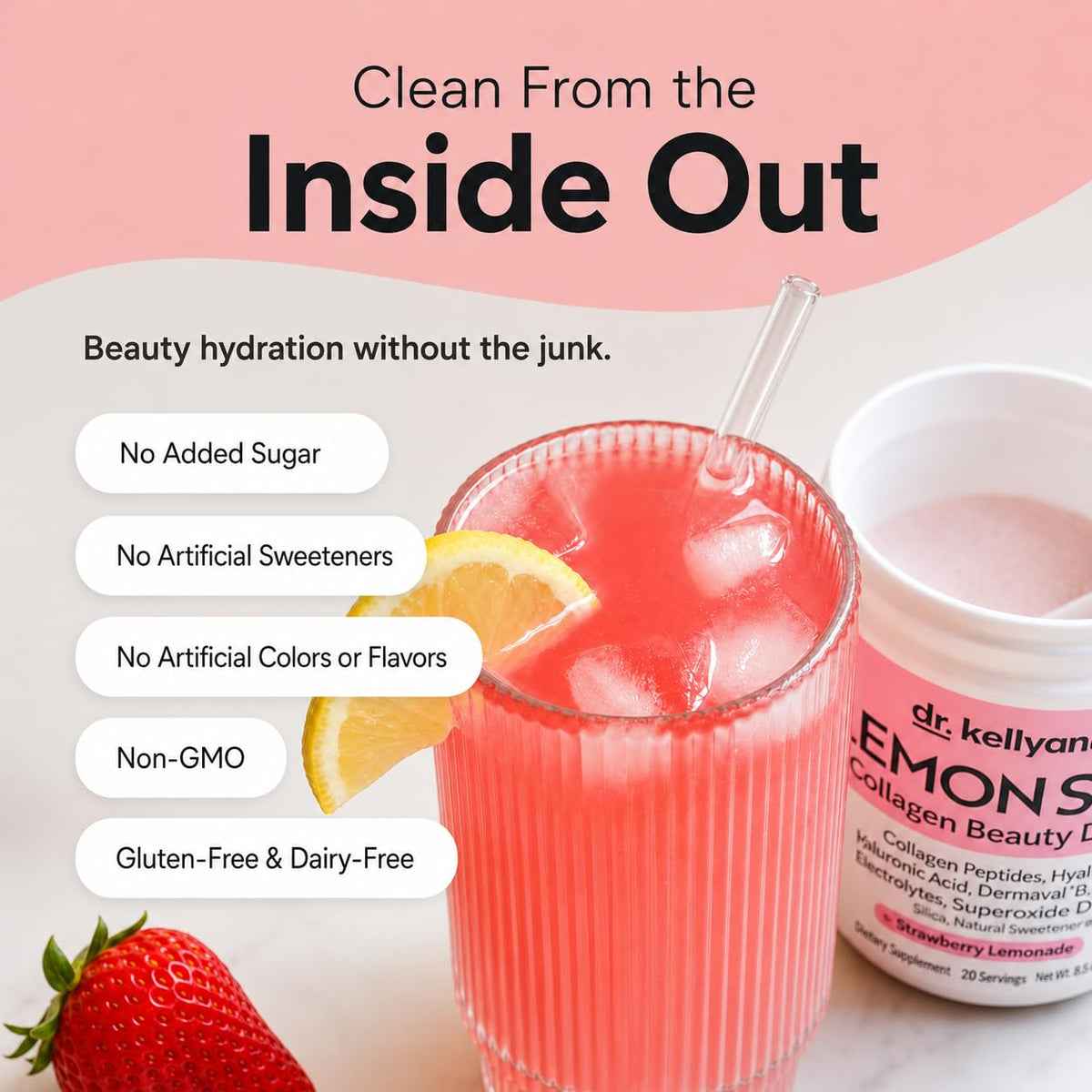 Dr. Kellyann Lemon Sips en sachets sur fond blanc