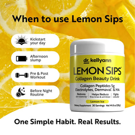 Dr. Kellyann Sips au Citron 308g en poudre sur une cuillère