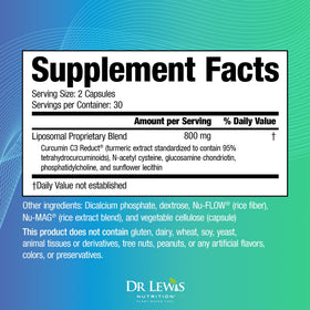 Dr Lewis Nutrition Complément Alimentaire Curcuma Liposomal 60 Capsules Végétales ouvertes montrant les capsules