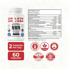 Dr. Love NMN 1000mg, capsules végétales sur fond blanc